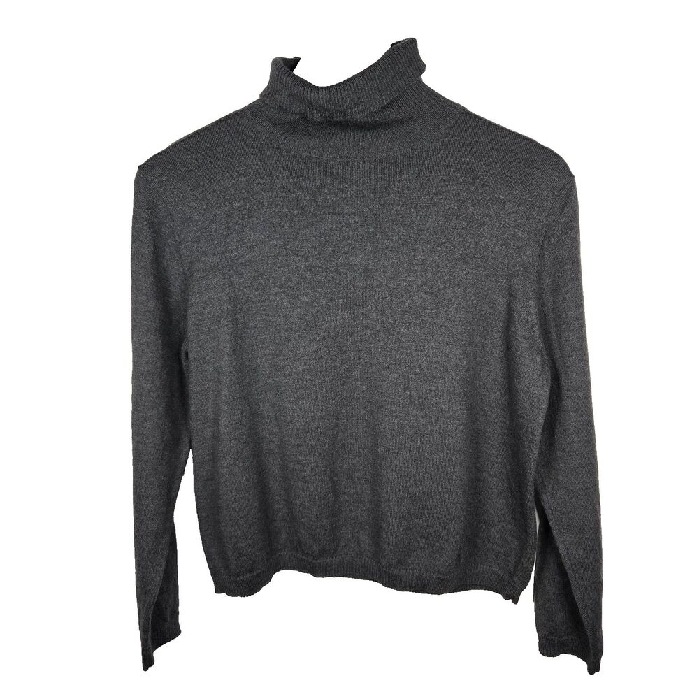 Pendleton Merino Wool Cropped Turtleneck Sweater Large Petite Minimalist